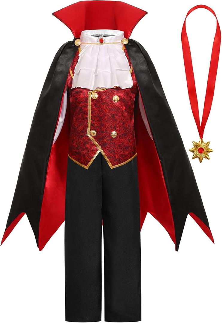 Gorkonpy Vampire Costume Boys Halloween Toddler Vampire Costume Kids Boy (5-7 Years)
