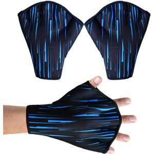 Swimming Gloves Aquatic Swim Training Glove Neoprene Webbed Fitness and Water Aerobics Resistance Gloves for Men Women Children (Blue Medium)