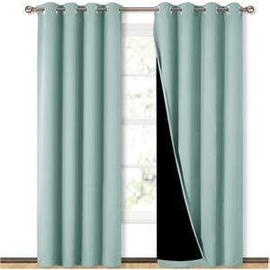NICETOWN Aqua Blue 100% Blackout Curtain Set, Thermal Insulated & Energy Efficiency Window Draperies for Guest Room, Full Shading Panels for Shift Worker and Light Sleepers, 52W x 84L, 2 PCs (52"W x 84"L (Pack of 2), Aqua Blue)