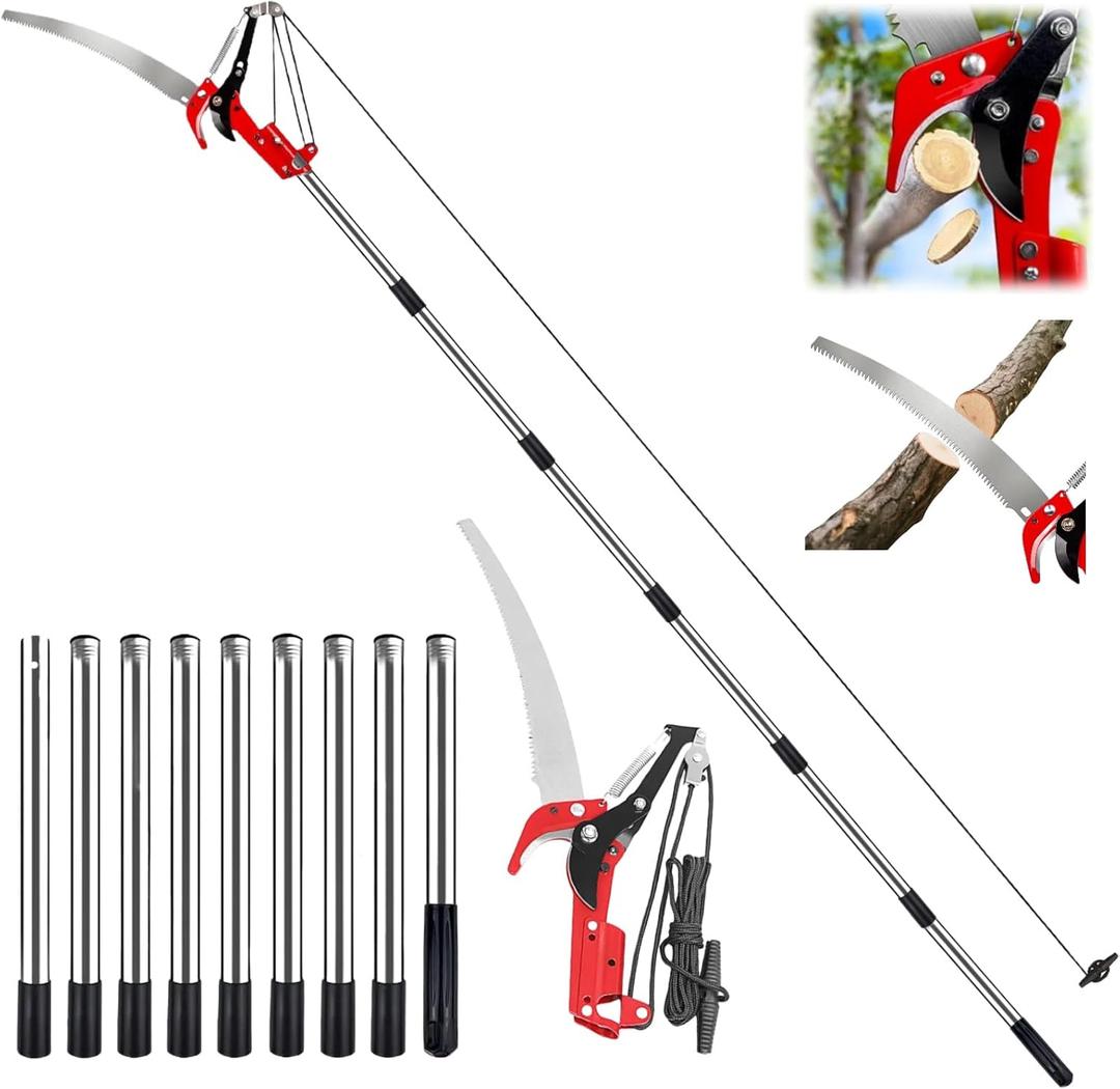 15.7’’ Pole Saws for Tree Trimming - Dual-Pulley Tree Pruner, Tree Trimmers Long Handle Pruner, Manual Pole Saw for Yard & Garden, Gardening Hand Tools