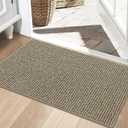 BEQHAUSE Dirt Trapper Door Mat 24" x 36", Non-Slip Washable Doormats Entrance Mat, Dirt Resistant and Absorbent Welcome Mat, Low Profile Floor Mats for Front Back Door and Entryway, Light Beige