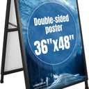 36x48 Inches A Frame Sign Double-Sided Sidewalk Sign Heavy-Duty Outdoor Foldable Advertising Stand Ideal for Stores and Events (Only frame)
