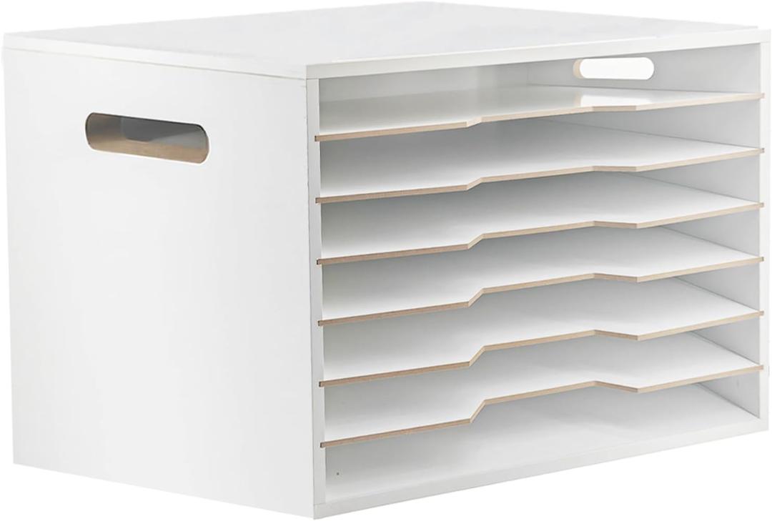 13x20 Wooden Construction Paper Organizer,Larger Size Wooden Literature Organizer,7 Tier Construction Paper File Sorter Storage,Large File Suitable for Home,Classroom and Office