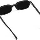 WearMe Pro WMP Eyewear Womens Slim Rectangular Sunglasses: 90s Compact Frame, Anti-Reflective Lenses, Minimal Style (Black)