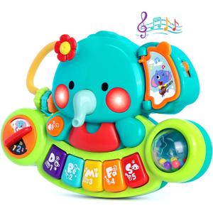 Baby Piano Toy 6 to 12 Months Light Up Music Baby Toys for 6 9 12 18 Months Early Learning Educational Piano Keyboard Infant Babies Girl Toy 1 Year Old Boy Girls Gift, Elephant