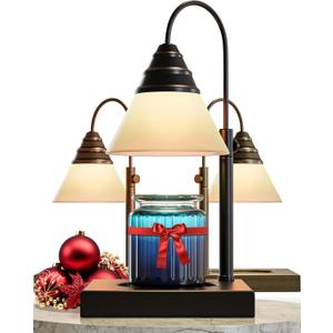 Hestia Magic Candle Warmer Lamp, Height Adjustable For Yankee Candle Jar & 3 Wick Large Jars, Soot-Free Scent Release - Timer & Dimmable Candle Lamp, Top Overhead Glass Shades, 110-120V (Black, Timer)
