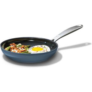 OXO Enhanced 8 Nonstick Frying Pan Skillet, Ceramic PFAS-Free Cookware, Stainless Steel Handle, Eggs & Omelets, Dishwasher & Oven Safe, Storm Blue