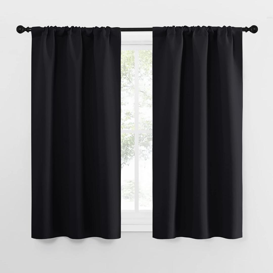 NICETOWN Black Out Curtain Panels for Kitchen - Energy Smart Decoration Thermal Insulating Blackout Drapes/Draperies for Small Window (2 Panels, 34 in x 54 in (W x L))