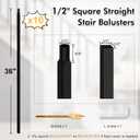 10 Pcs Iron Balusters for Staircase, 1/2" x 36" Wrought Iron Balusters, Metal Square Straight Hollow Iron Spindles for Stairs, Black Iron Stair Balusters for Staircase Interior