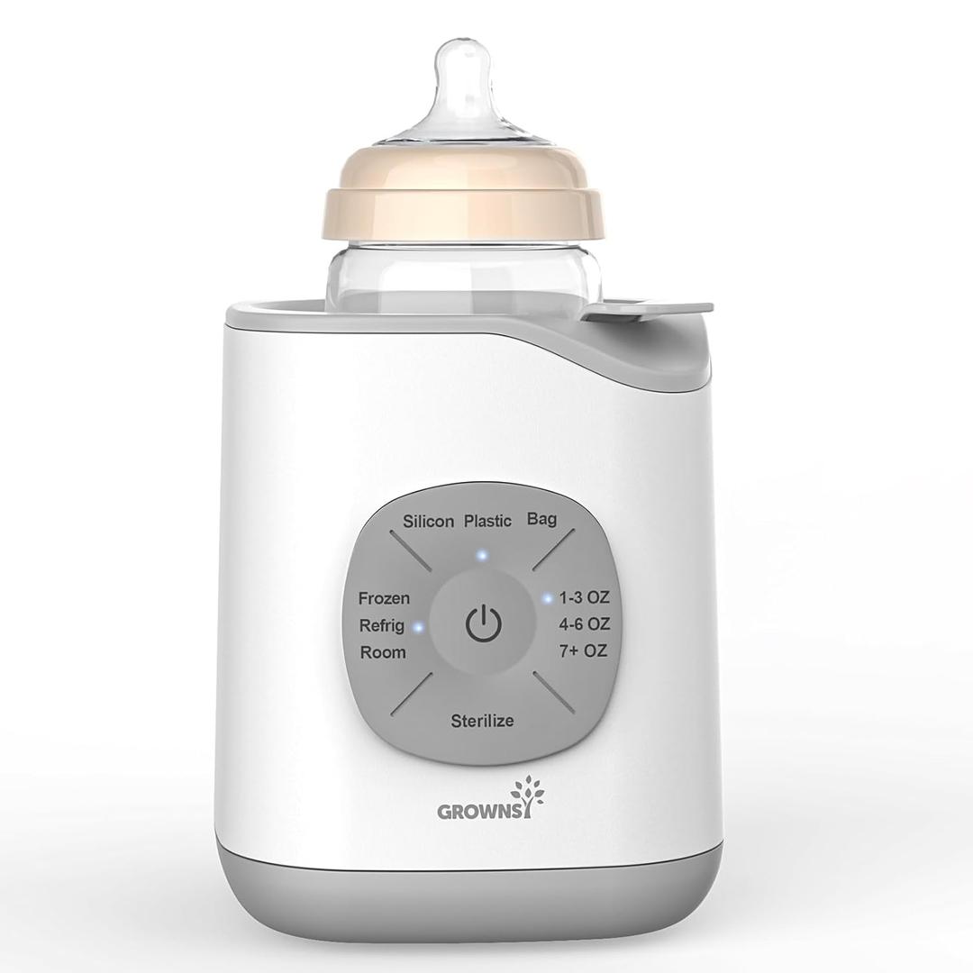 Grownsy Bottle Warmer, Baby Bottle Warmer Fast for Breastmilk & Formula, Accurate Temperature Control, Milk Warmer for All Bottles with Thaw, Sterilizing, Keep Warm, Heat Food (Gray)