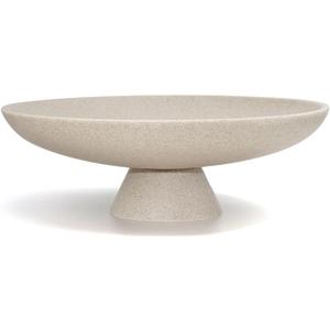 LIN CHUAN Large Decorative Bowl, Modern Resin Pedestal Bowl for Home Decor, Stylish Fruit Bowl for Kitchen Counter, Chic Key Holder for Entry Table, Beige