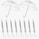 Kids Umbrellas Pack Kids Clear Bubble Umbrellas Dome Windproof Stick Umbrellas with Easy Grip Handle for Kid Girls and Boys, 8 Pcs