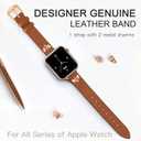 JR.DM Slim Leather Bands Compatible with Apple Watch Band 38mm 40mm 41mm 42mm 44mm 45mm 46mm 49mm, Genuine Leather Band with Charms, Feminine Design for Iwatch Ultra SE Series 11 10 9 8 7 6 5 4 3 2 1