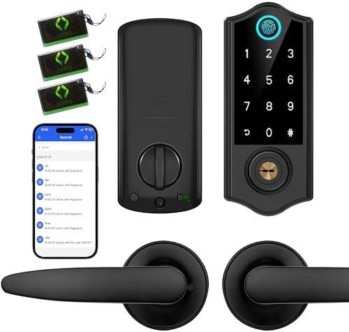 Harfo Smart Fingerprint Door Lock, Keyless Entry Deadbolt, Full App Control Biometric Lock, Electronic Digital Touchscreen Keypad, Auto Lock, Easy Install, Black