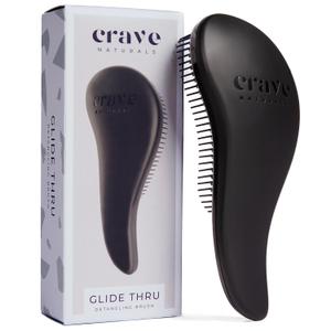 Crave Naturals Biggie Glide Thru Hair Brush - Detangler Brush for Curly, Straight, Wet or Dry Hair - Gentle Detangling Brushes for Adults, Kids, Toddlers - Hair Accessories for Women, 8.4x3.4 - Black (1 Pack (Large))