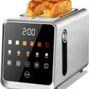 Touch Screen Toaster 2 Slice Stainless Steel Smart Digital Toasters with Single Slot Toasting Memory Function 5 Bread Types & 6 Shade Settings 1.5" Toasters 2 Slice Wide Slot 900W