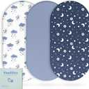 Yoofoss 3-Pack Bassinet Sheets for Boys 32x16 Universal Fit (Blue+Cloud)
Ultra Soft & Breathable, Fitted Mattress Sheets Set Compatible with Halo Bassinest Swivel Sleeper,Baby Delight,Angelbliss