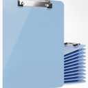 Light Blue Plastic Clipboard with Low Profile Clip (Pack of 12) - Letter Size Clipboard Blue with Flat Clip, A4 Size Acrylic Clip Board for Boys and Girls | Cute College & Back to School Supplies