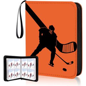 Hockey Card Binder,4-Pocket Trading Card Binder with 400 Card Sleeves,Portable Cards Album Case for Cards Collection Baseball Football Hockey Basketball Sports Cards (400 Pocket Hockey)