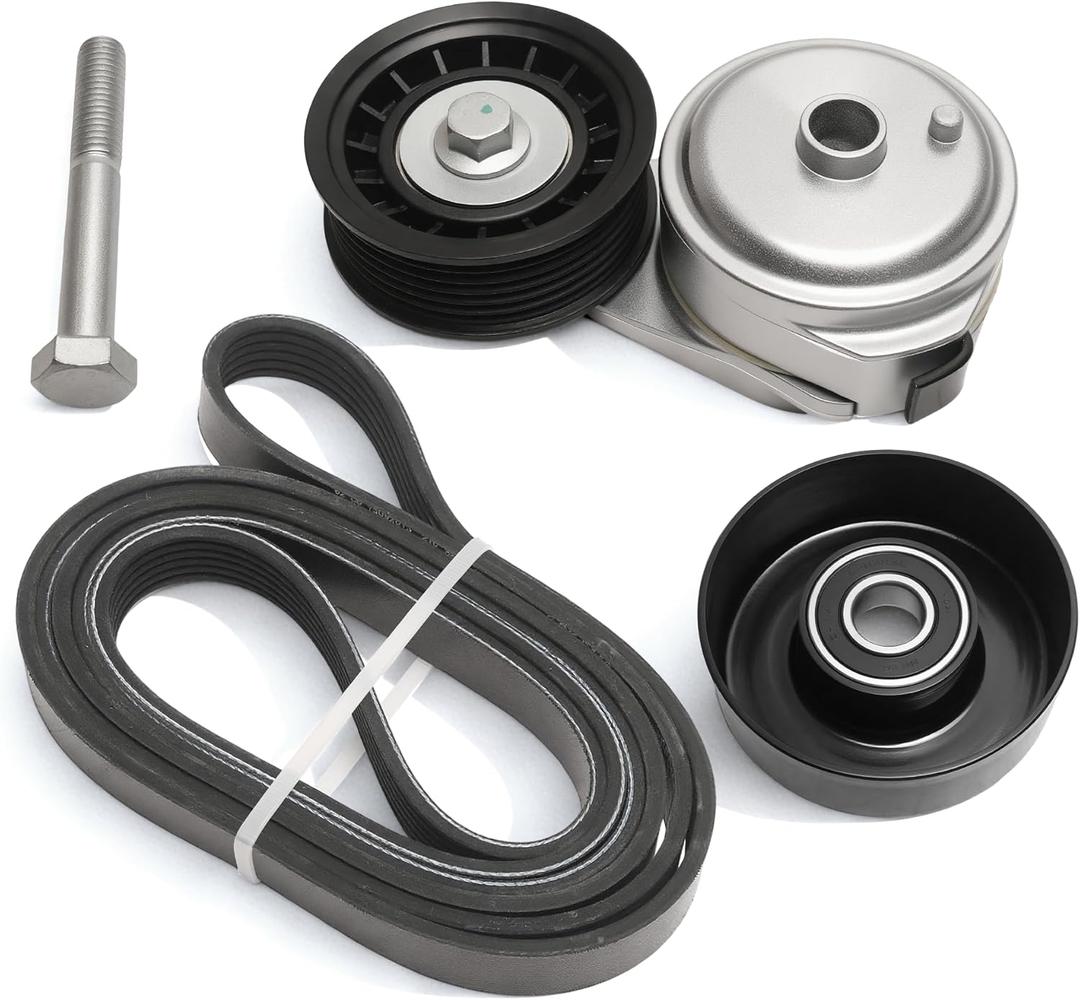 Belt Tensioner Serpentine Belt Idler Pulley Kit For Chevy C1500 C2500 C3500 K1500 K2500 K3500, For GMC C1500 K2500, For Isuzu Hombre, For Oldsmobile Bravada 4.3/5.0/5.7L 96-03 38001