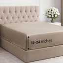 Extra Deep Cal King Fitted Sheet - Hotel Luxury Single Fitted Sheet Only - Easily Fits 18 to 24 inch Mattress - Ultra Soft, Wrinkle Free with Extra Deep Pockets - Breathable & Comfy - Heathered Beige