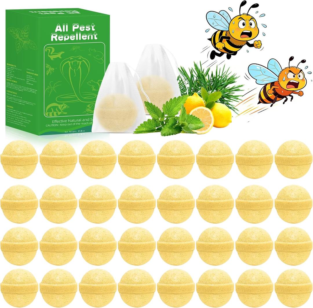 Wasp Repellent Balls, Peppermint Oil Bee Repellent for Indoor Outdoor Home Kitchen, Natural Pest Deterrent, Repels Bee, Yellow Jacket, Hornet, Wasp