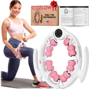 COZLOW Cellulite Massage Roller - Pink - Anti-Cellulite Massager with Detachable Roller Handles for Thighs, Legs & Buttocks - Fascia Massage Tool for Lymphatic Drainage & Deep Tissue Therapy