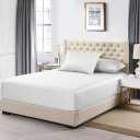 Royal Tradition Made in USA- Low Profile Fitted Sheet Only (6-10 Inches) Pure Cotton 608 Thread Count, Twin Size Bottom Bed Sheet, Solid White