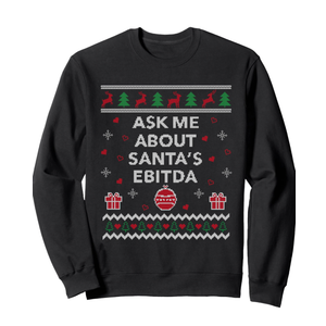 Xmas Ugly Christmas Designs Co. Ask me About Santas EBITDA Accountant Design Ugly Christmas Sweatshirt, S, Black