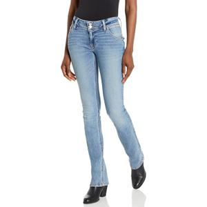 HUDSON Women's Beth Mid Rise Baby Bootcut Jean with Back Flap Pockets, Golden, 25