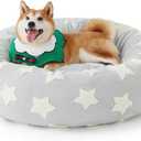 LE SURE Donut Large Dog Bed - XL Round Cat Beds Indoor Anti-Anxiety Calming Gift for Pets, Washable Cute Modern Beds with Jacquard Shaggy Plush & Anti Slip Bottom, 36 Inch, Christmas Grey