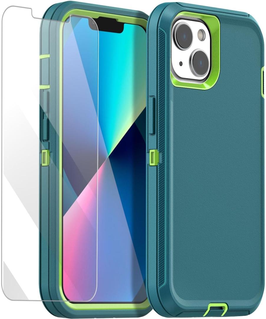 AICase for iPhone 13/iPhone 14 Case(6.1") with Glass Screen Protector,Heavy Duty Drop Protection Full Body Rugged Shockproof/Dust Proof Military Protective Tough Durable for iPhone 13/14 6.1"_7