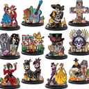 Wesiti 12 Pcs Day of The Dead Table Decorations Wooden Mexican Dia De Los Muertos Altar Centerpiece Halloween Sugar Skull Table Topper Decor Skeleton for Mexican Fiesta Tiered Tray Decor Party Favor