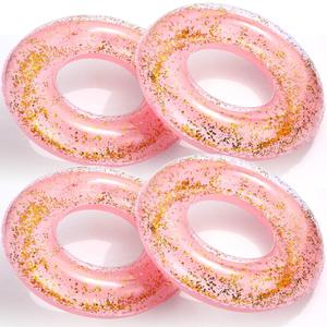 4pcs Inflatable Pool Float 30'' with Gold Confetti,Pink
Glitter Swim Inner Tube for Adults, Pool Floaties Rings, Macaron Pastel Color, for Summer Beach Bachelorette Swimming Party