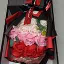 Roses Bouquet Artificial Flower - Preserved Red Rose Flowers with Love Necklace for Her Unique Gift for Birthday, Valentine's Day, Mother's Day, Thanksgiving, Christmas, Anniversary (Pink and Red)