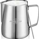 12oz Stainless Steel Milk Frothing Pitcher with Precision Spout and Measurement Markings for Espresso and Cappuccino, Silver