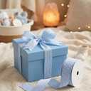 VIVIQUEN Gingham Ribbon Checkered Ribbon 1-Inch Wide Taffeta Plaid Ribbon 25 Yard Long 100% Polyester Woven Edge (Light Blue, 1 Inch)