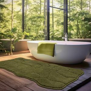 BSICPRO Large Bathroom Rugs Runner, 24x59 Inches Long Bath Mats Non Slip, Soft Absorbent and Quick Dry Microfiber Bath Rugs for Bathroom Decor, Machine Washable (Olive Green)
