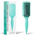 Curly Hair Brush, Curl Defining Brush with Soft Boar Bristles Detangling Tangled Glides, Wide-Teeth Design Effortlessly Shaping & Defining Curls, Curling Definer for Wet & Dry Hair (Green)