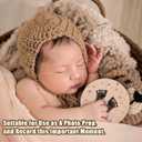 Wooden Baby Announcement Sign, 5.9 Inch Hello World Newborn Birth Sign With Ink Pad Markers for Nursery Name, Birthday, Baby Showers, Photo Props