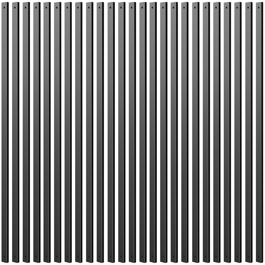 Deck Balusters, 36 Inch, Straight Flat Baluster, Black, Metal Deck Stairs Railing, 25 Pack Hollow Rectangle Deck Balusters for Deck Railing