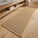 MIULEE Waffle Bathroom Runner Rugs, Super Absorbent Non Slip Bath Rug, Upgraded Soft Quick Dry Washable Boho Long Bath Mat with Tassels for Hallway Laundry Room Bedroom, 30 inch (18"x30"×2), Brown