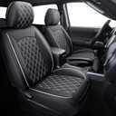 Front Toyota Tacoma Seat Covers Waterproof Leather (Black-White) | Custom Fit 2005-2026 TRD Sport/Pro/Off Road SR5 SR Limited Double/Crew Cab Access/Xtra Cab Regular Extended Cab Truck Pickup