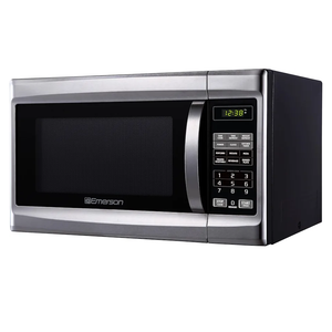 Emerson MW1338SB Countertop Microwave Oven, 6 Pre-Programmed Settings, Removable Glass Turntable, Child Safety Lock, 1.3 Cu ft, 1000W, Stainless Steel
