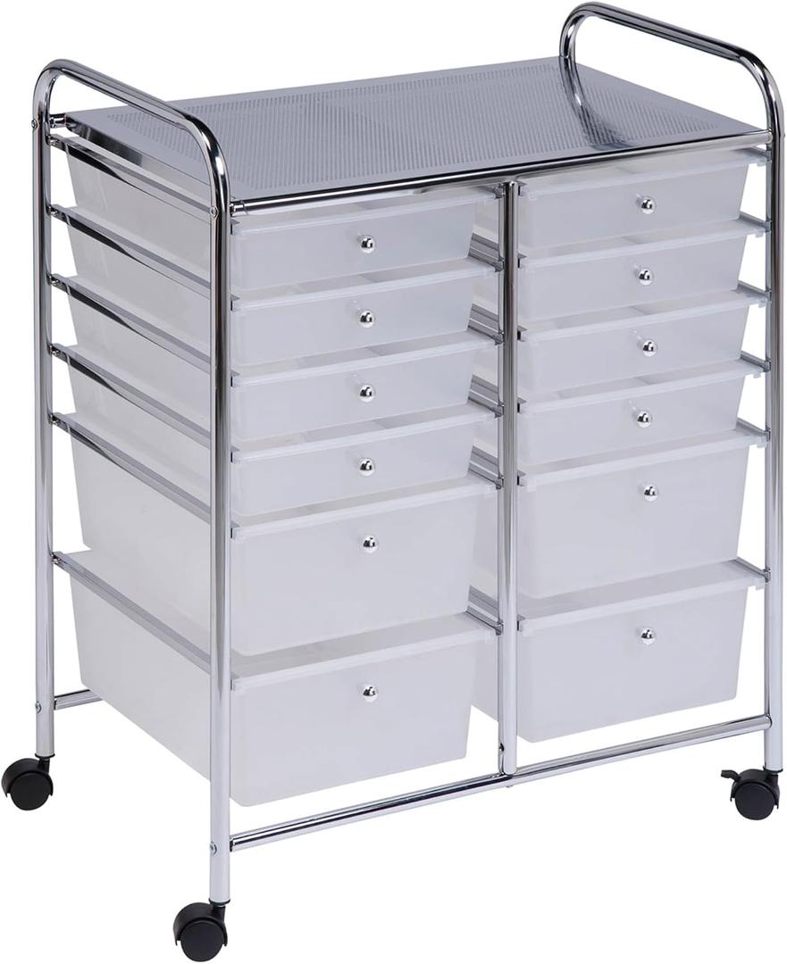 Honey-Can-Do Rolling Storage Cart and Organizer with 12 Plastic Drawers