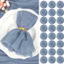 24 Pack Dusty Blue Cheesecloth Napkins 20"x20" Rustic Gauze Napkin Cheese Cloth Napkins Bulk Boho Washable Dinner Table Napkins for Wedding Party Bridal Baby Shower Birthday Decor