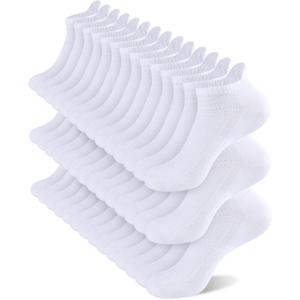 shnn 14 Pairs Mens/Womens Ankle Socks Breathable Casual Low Cut Short Socks for Men/Women with Heel Tab (White)