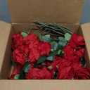 50 PCS Fake Red Roses, Artificial Red Flowers Bulk Realistic Silk Faux Rose with Stems for Wedding Decoration Anniversary Bridal Bouquet DIY Floral Arrangement Romantic Home Decor Gifts