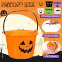 Qilery 12 Pcs Halloween Plastic Pumpkin Buckets with Handle, Multicolor, 7.09 x 5.91 x 5.91 inches (EXP 08/20/26)