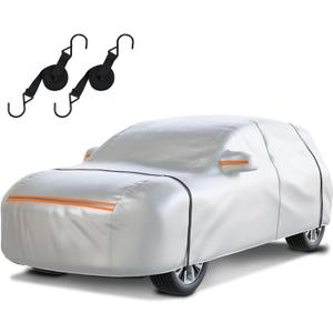Waterproof SUV Car Cover: 6-Layer Protection from Rain, Snow, UV & Dust - Universal Fit up to 189 inches with Zipper Door & Windproof Straps for Outdoor, Garage, Travel Use, Silver